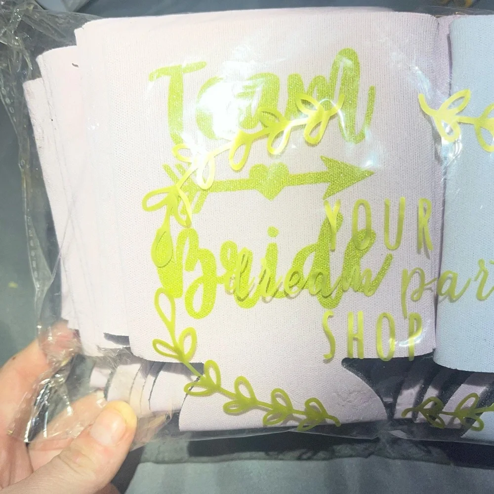Pink and White Bridal Party Can Coolers